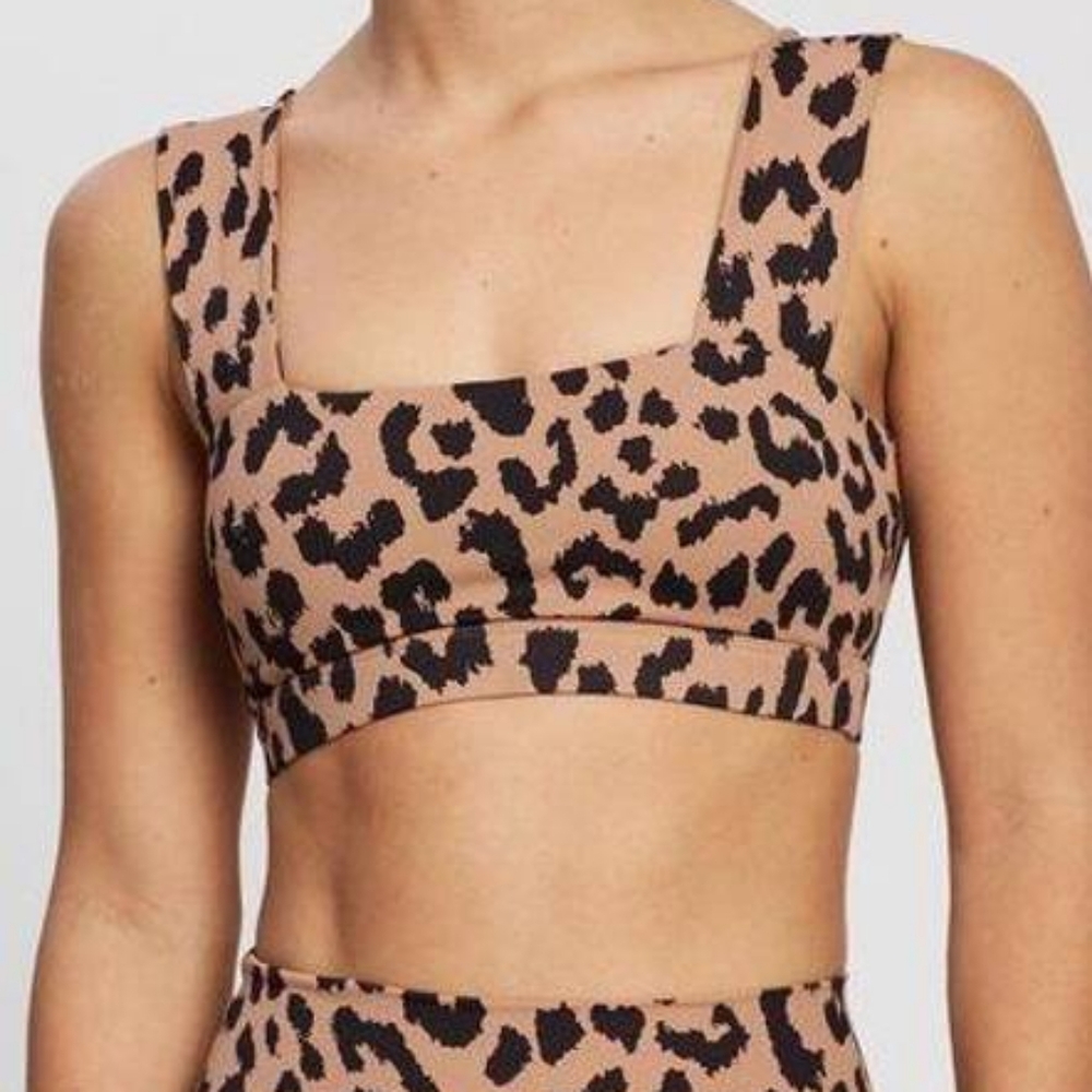 All Fenix Leopard Sports Bra Bandeau Size Small Cheetah Print Camel